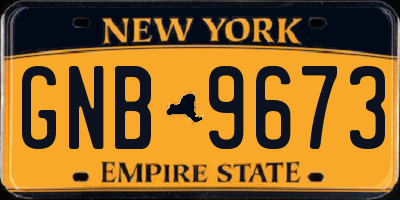 NY license plate GNB9673