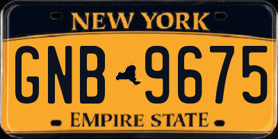 NY license plate GNB9675