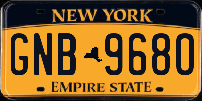 NY license plate GNB9680