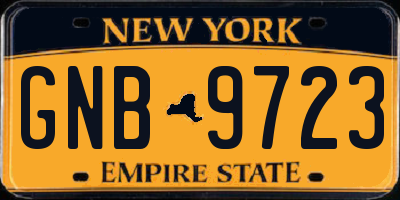 NY license plate GNB9723