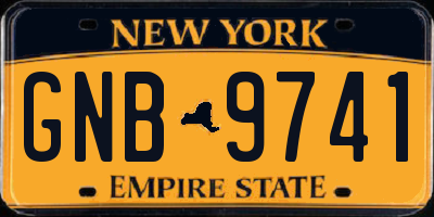 NY license plate GNB9741