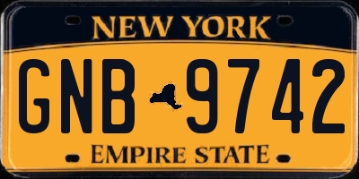 NY license plate GNB9742