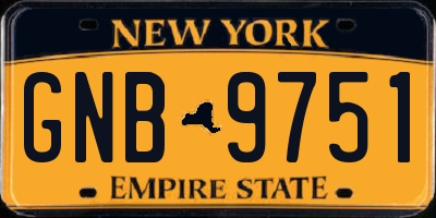 NY license plate GNB9751