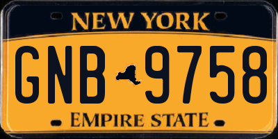 NY license plate GNB9758