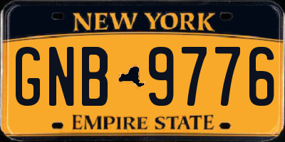 NY license plate GNB9776