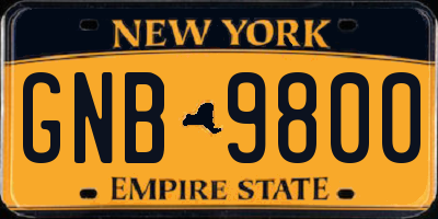 NY license plate GNB9800