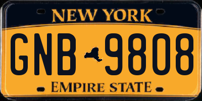 NY license plate GNB9808