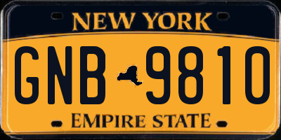 NY license plate GNB9810