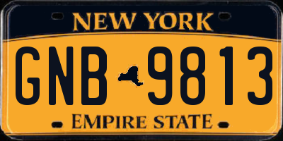 NY license plate GNB9813