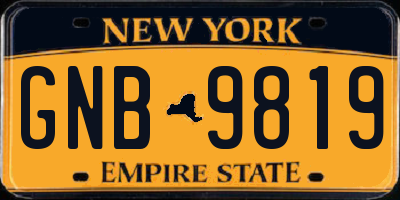 NY license plate GNB9819