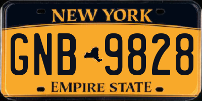 NY license plate GNB9828