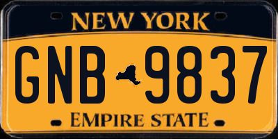 NY license plate GNB9837