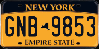 NY license plate GNB9853