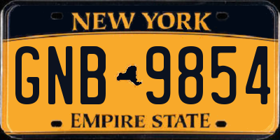 NY license plate GNB9854