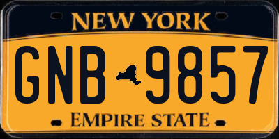 NY license plate GNB9857