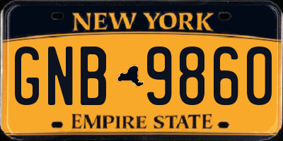 NY license plate GNB9860