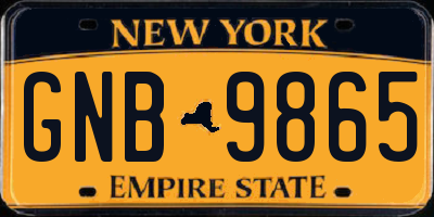 NY license plate GNB9865