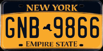 NY license plate GNB9866