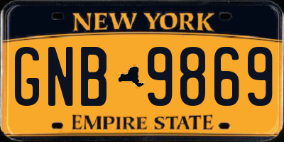 NY license plate GNB9869