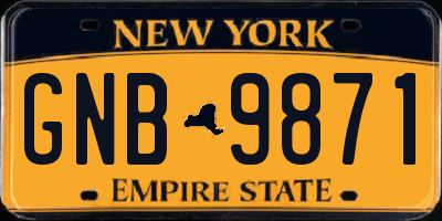 NY license plate GNB9871
