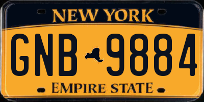 NY license plate GNB9884