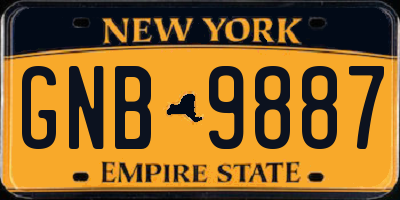 NY license plate GNB9887