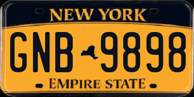 NY license plate GNB9898