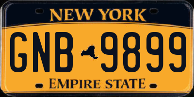 NY license plate GNB9899