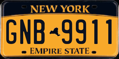NY license plate GNB9911