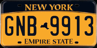 NY license plate GNB9913