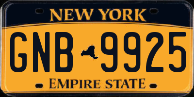 NY license plate GNB9925