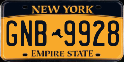 NY license plate GNB9928