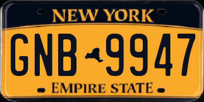 NY license plate GNB9947
