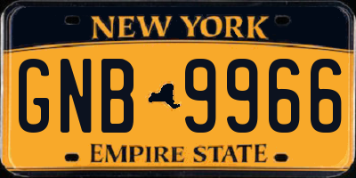 NY license plate GNB9966