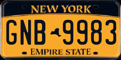 NY license plate GNB9983