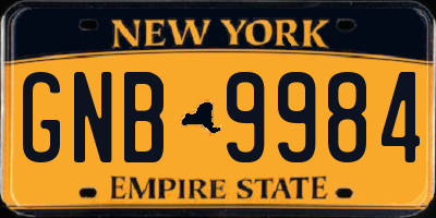 NY license plate GNB9984