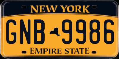 NY license plate GNB9986