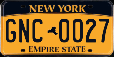 NY license plate GNC0027