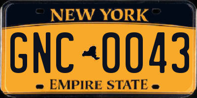 NY license plate GNC0043