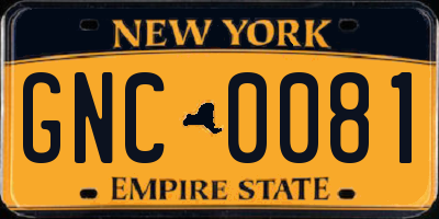 NY license plate GNC0081