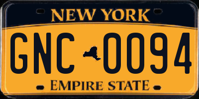 NY license plate GNC0094