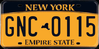 NY license plate GNC0115