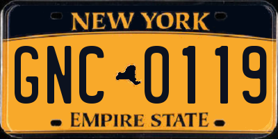 NY license plate GNC0119