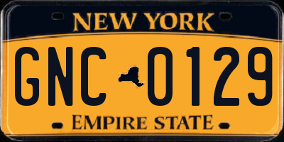 NY license plate GNC0129