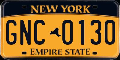 NY license plate GNC0130