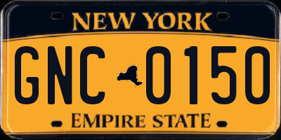 NY license plate GNC0150