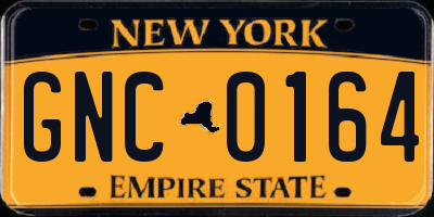 NY license plate GNC0164