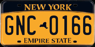 NY license plate GNC0166