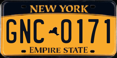 NY license plate GNC0171