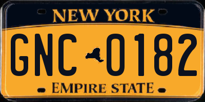 NY license plate GNC0182